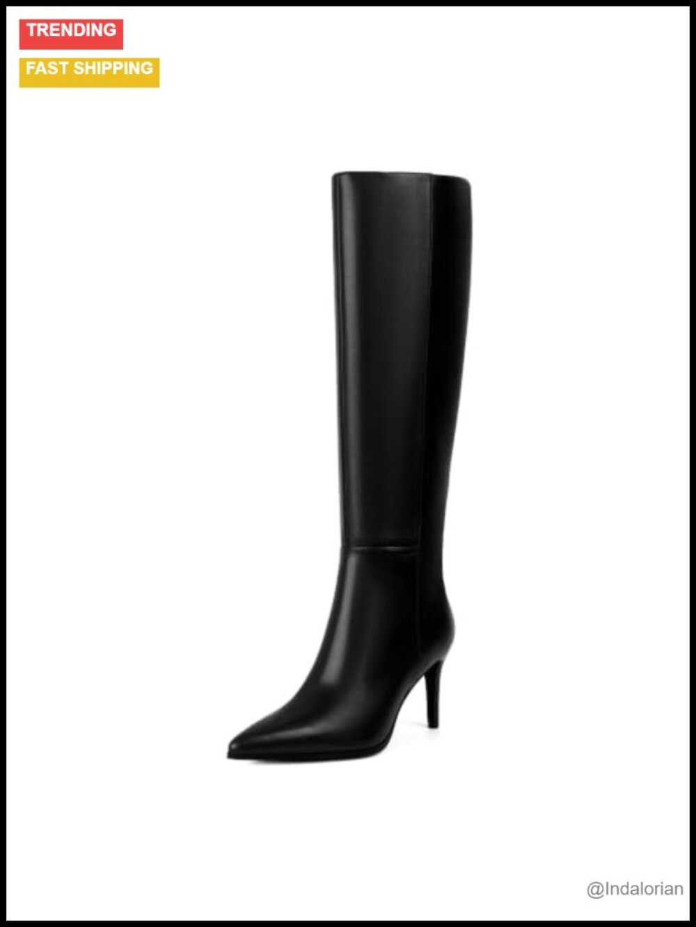 Women's Knee High Boots Pointed Toe Stiletto Heel Faux Leather Tall Dress Boots
